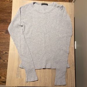 Brandy Gray Waffle Knit Long Sleeve Tee